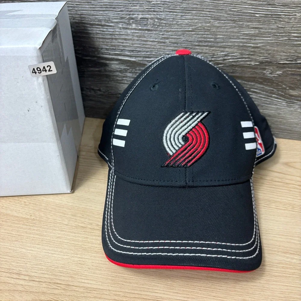 Portland Trail‎ Blazers Hat Cap Fitted Small Black NBA Basketball Adidas